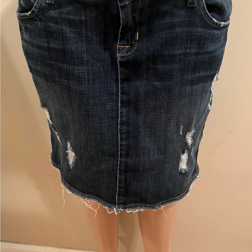 Denim Distressed Skirt